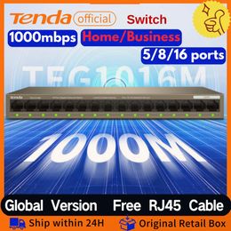 Controllo Tenda Gigabit Switch 10/10/1000 Mbps Ethernet Switch Metal Network Smart Switch Switch Switch Opzionale 5/8/16Port per la fotocamera IP AP