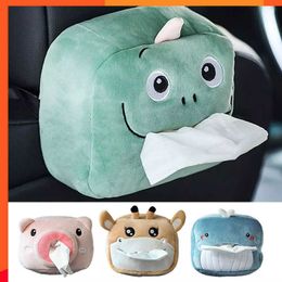 New Car Tissue Box Plush Animals Cute Napkin Tissue Paper Holder Seat Back Armrest Mounted Napkin Case for Home Office Car