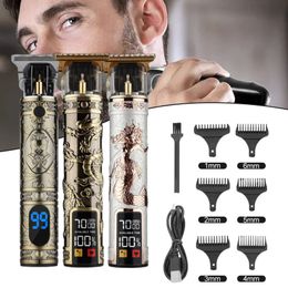 Hair Trimmer Hairdresser LCD Electric Scissors USB Charging Electric Scissors Retro Oil Head Carving Hairdresser Manufacturer Wholesale Care 230526