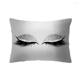 Pillow 30x50cm Throw Case Glitter Makeup Eyeshadow Long Eyelashes Print Decorative Cover Peach Rectangle Velvet Bed Room