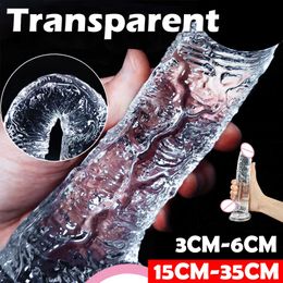 Big Soft Realistic Transparent Dildo Artificial Anal Vaginal Simulation Sex Toys for Woman Gay Lesbian