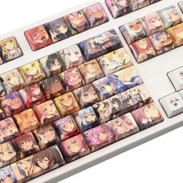 Accessories Variety Japanese Anime PBT Space Keycaps Ahegao Keycaps 6.25U ESC Spacebar Caps For Mechanical Keyboard Switches Keycaps