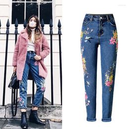 Women's Jeans 2023 Fashion Clothing Straight Long Pants 3D Flowers Embroidery High Waist Ladies Slim Legging Trousers
