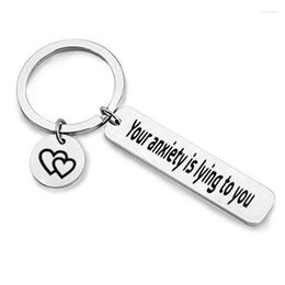 Keychains Stainless Steel Metal Keychain Charms Carved Letter Heart Keyholder Keyring Bag Charm Car Accessories For Valentine Couple Gift