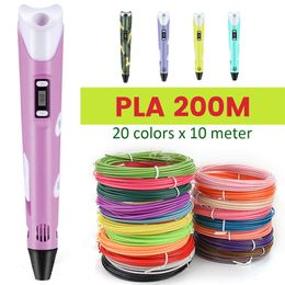 Scanning DIY 3D Pen Printing 3D Printer Pens PLA Filament 1.75mm With LCD Screen 3D Drawing Pencil Pen For Kids Educational Birthday Gift