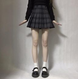 Skirts Spring Autumn Harajuku Gothic Black Gray Plaid Shorts Women'S Pleated Skirt Short Punk Girl'S ShortSkirts