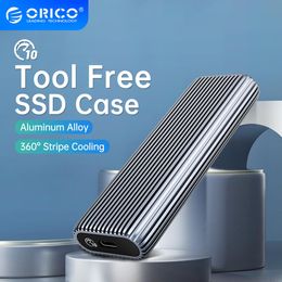 Enclosure ORICO Tool Free Aluminium M2 NVMe SSD Enclosure 10Gbps PCIe Type C M.2 SSD Case NVMe M Key Solid State Drive Case Support UASP