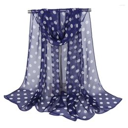 Scarves Boho Summer Sunscreen Scarf Long Woman Silk 50 160cm Designer Polka Dots Print Female Sheer Wraps Wholesale