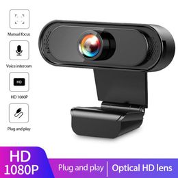 Webcams 1080P Full HD Webcam Computer PC Web Camera With Mic Rotatable Cameras for Live Stream Video Class Conference PC Gamer Cam