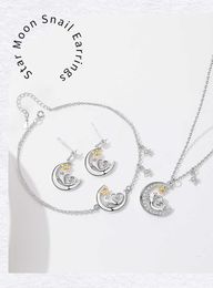 New S925 Sterling Silver Starry Moon Snail Earrings for Female Personality and Small Market Design Beimu