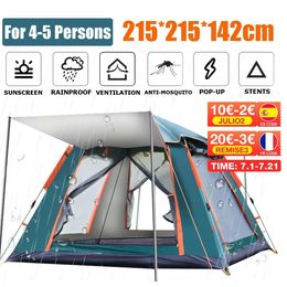 Tents and Shelters 4-5 People Throw Tent Outdoor Automatic Tents Double Layer Waterproof Camping Hiking Tent 4 Season Outdoor Large Family Tents 230526