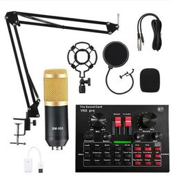 BM 800 Professional Audio Microphones V8 Pro Sound Card Set BM800 Mic Studio Condenser Mic for TV Live Vocal Recording Podcast Performance