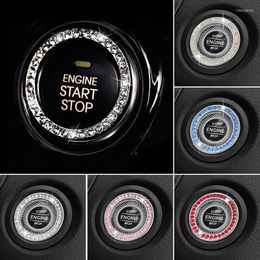 Steering Wheel Covers Car One-click Start Cover Crystal Decor Ignition Button Decoration Rhinestone Auto Interior Protective Accessories