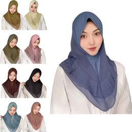 New Big Size Muslim Hijab Jersey Scarf Women Soft Solid Pleated Shawl Headscarf Foulard Femme Musulman Wrap Head Scarves Bandana