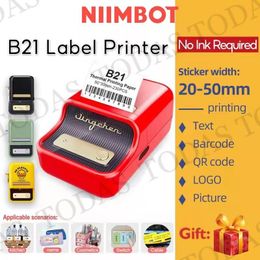 Printers Niimbot B21 Label Printer Portable Thermal Wireless Bluetooth Printer Used For Barcode Clothing Jewelry Fooder Machine Niimbot