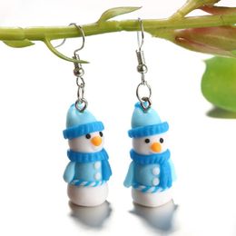 Dangle Earrings & Chandelier Pair Cute Soft Clay Christmas Santa Claus Mini Snowman Shaped For Women Fashion Ear Jewellery Crafts CharmsDangle