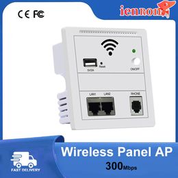 Routers IENRON Wireless Panel AP 300Mbps Access Point WiFi Repeater Wifi Extender POE in Wall Router with USB Power Charging