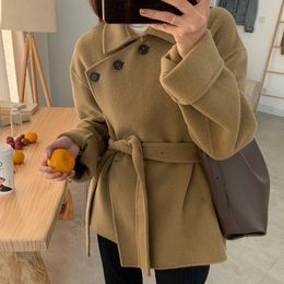 Women's Wool & Blends Winter Fad Woollen Coat And Tweed Short Thickened Women Plus Size Regular Polyester