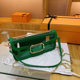 fashion transparent shoulder bag designer handbag women candy Colour crossbody bags luxury baguette chain messenger purse 27cm