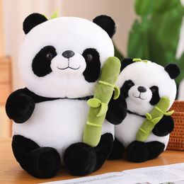 Soft Panda Plushie Stuffed Kawaii Animals Holding Bamboos Panda Bear Baby Appease Doll High Quality Birthday Gift Kids Boy