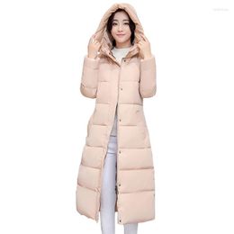 Women's Trench Coats 21 Winter Hooded Long Parkas Women Warm Thicken Cotton Padded Coat Korean Plus Size Loose Red Black Female LD2006