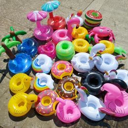 Sand Play Water Fun 15pcs Not repeating Mini fanny Inflatable Red Flamingo Floating Drink Cup Holder Swimming Pool Bathing Beach Party Toy Boia 230526