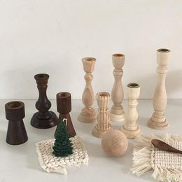Candle Holders Wood Candlestick Holder Decorative Pillar Decor Accents For Wedding Decorations Parties Everyday Home