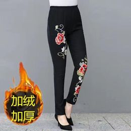 Leggings 2022 New Floral Leggings Women Pantalon Femme Breathable Slim Bottoming Leggings High Waist Elastic Thick Warm Trouser Pants L11