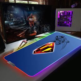 Rests on the Table Anime RGB Mouse Pad Kawaii Accessories Mause Gamer Gaming Keyboard Mat Lighting Mouse Mats Xxl Mice Supermans Pad
