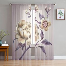 Curtain Flowers Art Sheer Curtains For Living Room The Bedroom Voile Organza Decorative Drapes Tulle