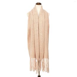 Scarves Women's Shawls Scarf Soft Thick Knitted Fringes Shawl Wrap Neck Winter Wearing For Couple Men Solid Colour 175 35cm