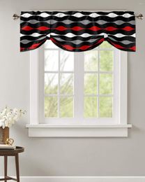 Curtain Geometric Stripes Red Black White Window Valance Kitchen Cafe Short Curtains Living Room Tie-Up