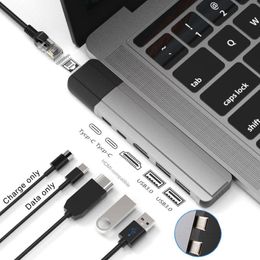 Hubs Mosible USB C Hub with HDMIcompatible 4K Rj45 1000M USBC Dock with PD Data Port Hub 3.0 TF SD for Macbook Pro/Air 2022 M1 M2