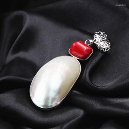 Pendant Necklaces White Shell For Women Natural Pearl Coral Pendants Fit Diy Long Chain Necklace Craft Jewelry Making Finding 30x68mm A105