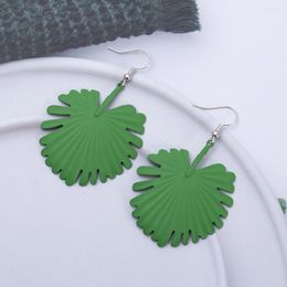 Dangle Earrings Korean Style Metal Spray Paint Hollow Vintage Leaf For Women Cute Personality Simplicity Trending Products Girl Jewellery