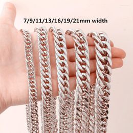 Chains Custom Size 7/9/11/13/16/19/21MM Wide 7-40" Long Silver Colour Maimi Chain Men Women Stainless Steel Necklace Or Bracelet