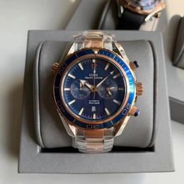 Wristwatches Mens Quartz Chronograph Watch Black Blue Rose Gold
