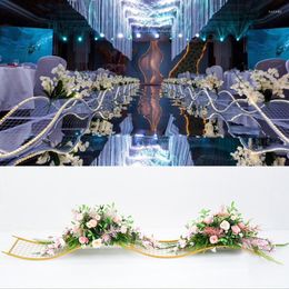 Decorative Flowers Wedding Props Big Wave Road Lead Stage Decor Wrought Iron S-shaped Tgrid Path Shelf Flower Stand