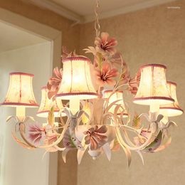 Chandeliers Kid's Colorful Flower Hanging Lamp Iron Chandelier For Bedroom Girl Children Princess Room Dining Home Lights & Lighting