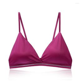 Yoga Outfit Women Bikini French Beach Sexy Female Underwear Cup Triangle Bra Beautiful Back Ice Silk Seamless Thin Shoulder Straps Panty