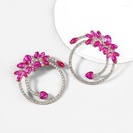 Stud Earrings LUBOV 2023Round Metal Rhinestone Geometric Party Simple Statement Women's Elegant Jewelry
