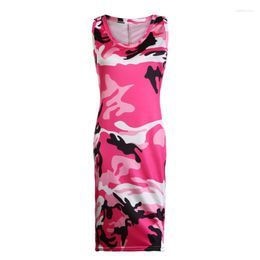 Casual Dresses Sexy Sleeveless Streetwear Dress Women Tank O Neck Long Tops Camouflage Printed Plus Size 5XL Vestidos