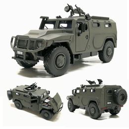 Diecast Model car High Simulation 1 32 Alloy Sliding Russian Armored Vehicle Explosion-proof Military Model Sound light Control Car Kids Toys 230526
