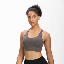 Bras NWT 2023 Yoga Women's Fitness Shock Absorbing Quick Drying Backless Cross Tank Top Push Up Crop Bra P230529