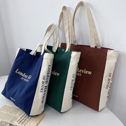 Evening Bags Casual Tote Bag Women Letter Print Canvas Large Capacity Handbags Collage Student Shoulder Shopping Book