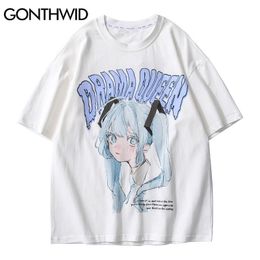 Men's Tracksuits GONTHWID Tshirts Streetwear Japanese Anime Cartoon Girl Print T Shirt Harajuku Hip Hop Hipster Casual Summer Loose Tees Tops 230529