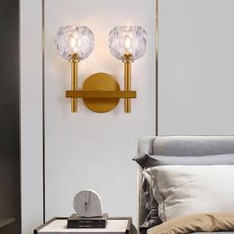 Wall Lamp Modern And Simple Bedside Crystal Corrugated Lampshade Bedroom Aisle Staircase Nordic Luxury