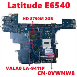 Motherboard CN0VWNW8 0VWNW8 VWNW8 For dell Latitude E6540 Laptop Motherboard VALA0 LA9411P Mainboard With 2160842036 2GB HM87 100% Test