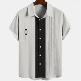 Men's Casual Shirts Coconut Tree Simple Men'S Shirt Summer Fashion Short Sleeve Street Daily Hawaiian Man Stripe Button For Men