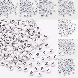 50-500pcs English Letter Acrylic Beads 7mm White Round Alpahbet Loose Beads For Jewellery Making DIY Earrings Bracelet Accessories